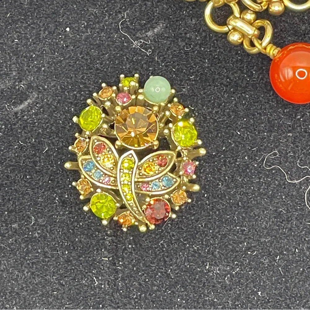 HEIDI DAUS Fantasy in Flight Crystal Dragonfly Collar Necklace Pierced Earrings